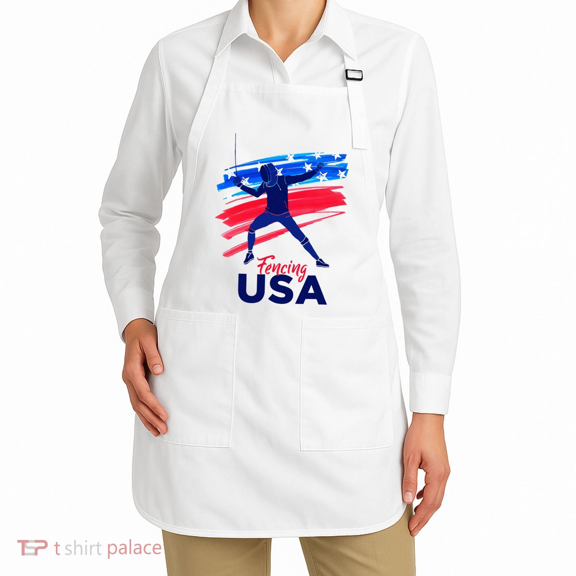 Fencing Support The Team Fencing Player Usa Flag Apron