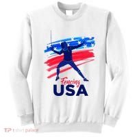 Fencing Support The Team Fencing Player Usa Flag Sweatshirt thumb 0