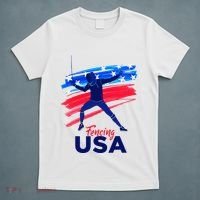 Fencing Support The Team Fencing Player Usa Flag T-Shirt thumb 5