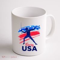 Fencing Support The Team Fencing Player Usa Flag Coffee Mug thumb 1