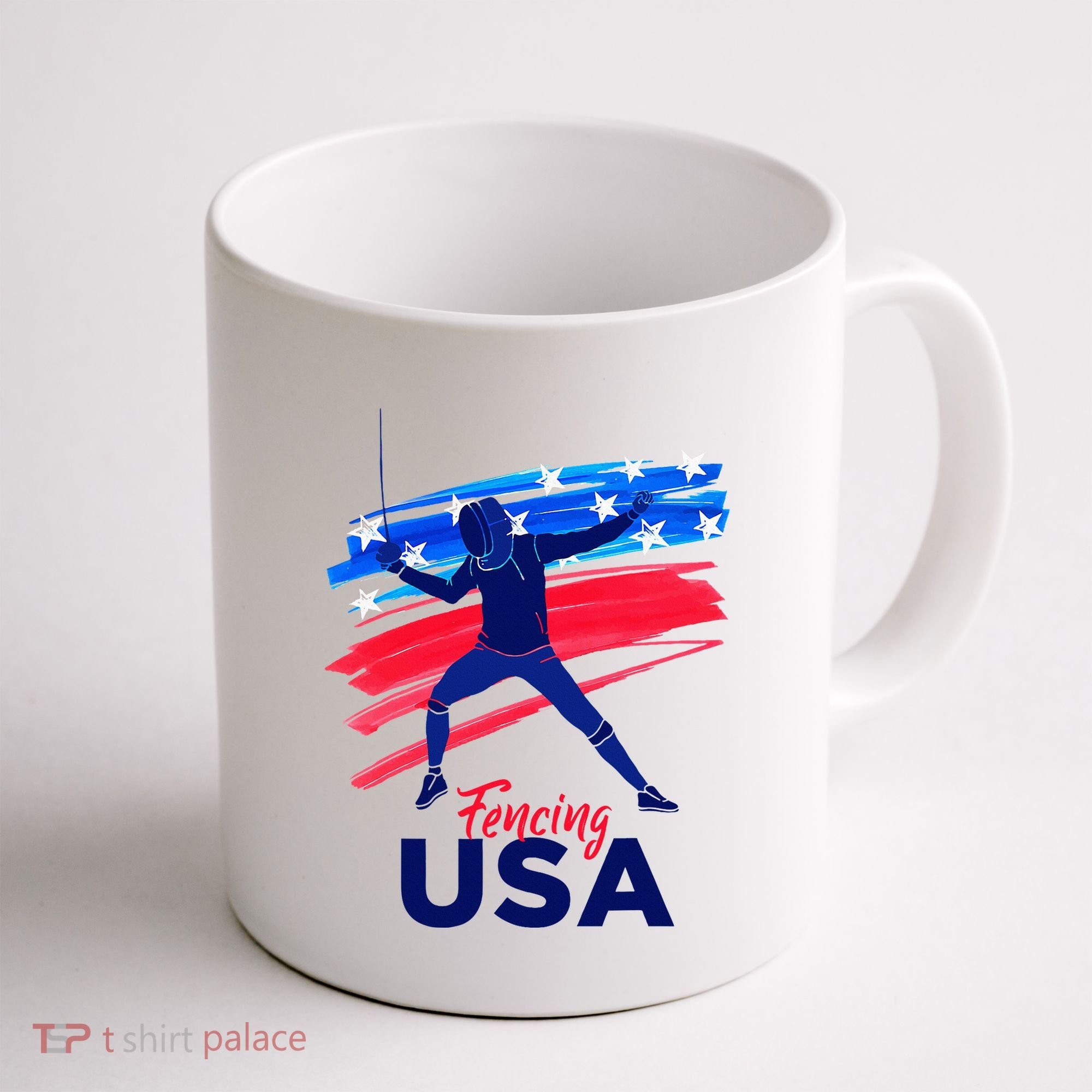 Fencing Support The Team Fencing Player Usa Flag Coffee Mug