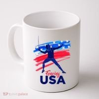 Fencing Support The Team Fencing Player Usa Flag Coffee Mug thumb 0