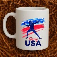 Fencing Support The Team Fencing Player Usa Flag Coffee Mug thumb 2