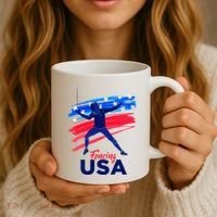 Fencing Support The Team Fencing Player Usa Flag Coffee Mug thumb 3