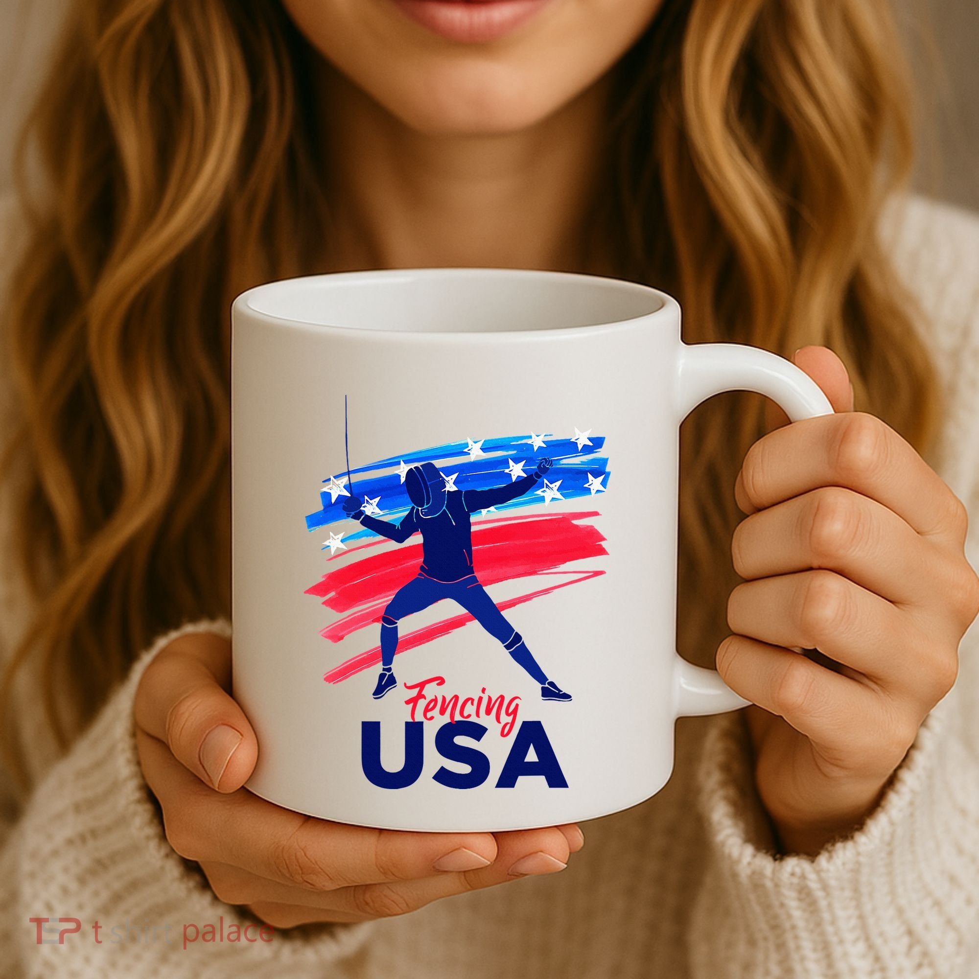 Fencing Support The Team Fencing Player Usa Flag Coffee Mug