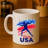 Fencing Support The Team Fencing Player Usa Flag Coffee Mug thumb 4