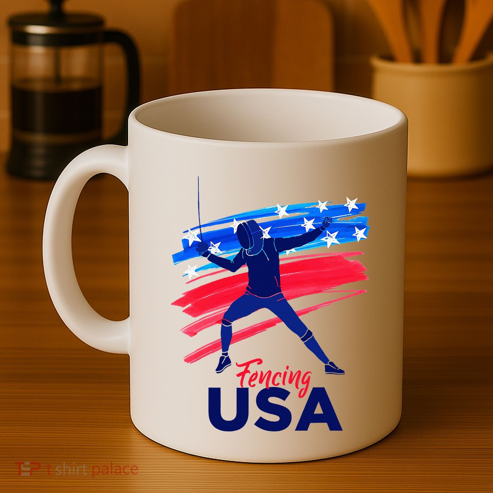 Fencing Support The Team Fencing Player Usa Flag Coffee Mug