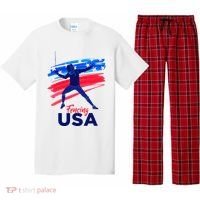 Fencing Support The Team Fencing Player Usa Flag Pajama Set thumb 0