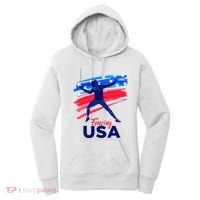 Fencing Support The Team Fencing Player Usa Flag Women's Hoodie thumb 0