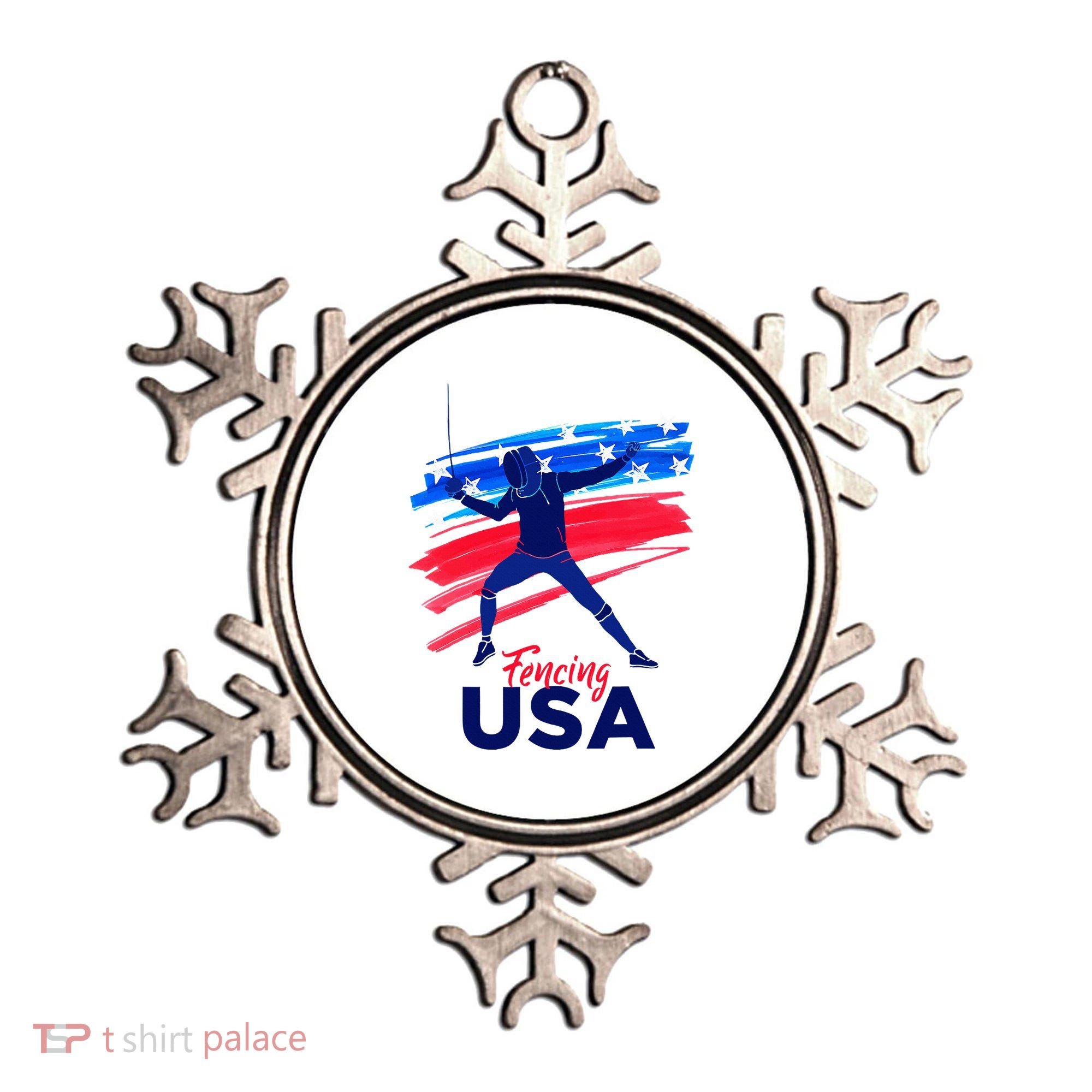 Fencing Support The Team Fencing Player Usa Flag Ornament