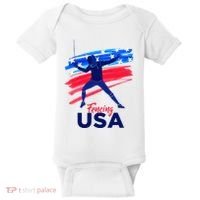 Fencing Support The Team Fencing Player Usa Flag Baby Bodysuit thumb 0