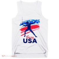 Fencing Support The Team Fencing Player Usa Flag Tank Top thumb 0