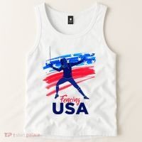 Fencing Support The Team Fencing Player Usa Flag Tank Top thumb 2