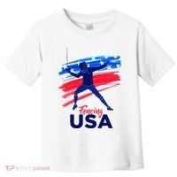 Fencing Support The Team Fencing Player Usa Flag Toddler T-Shirt thumb 0