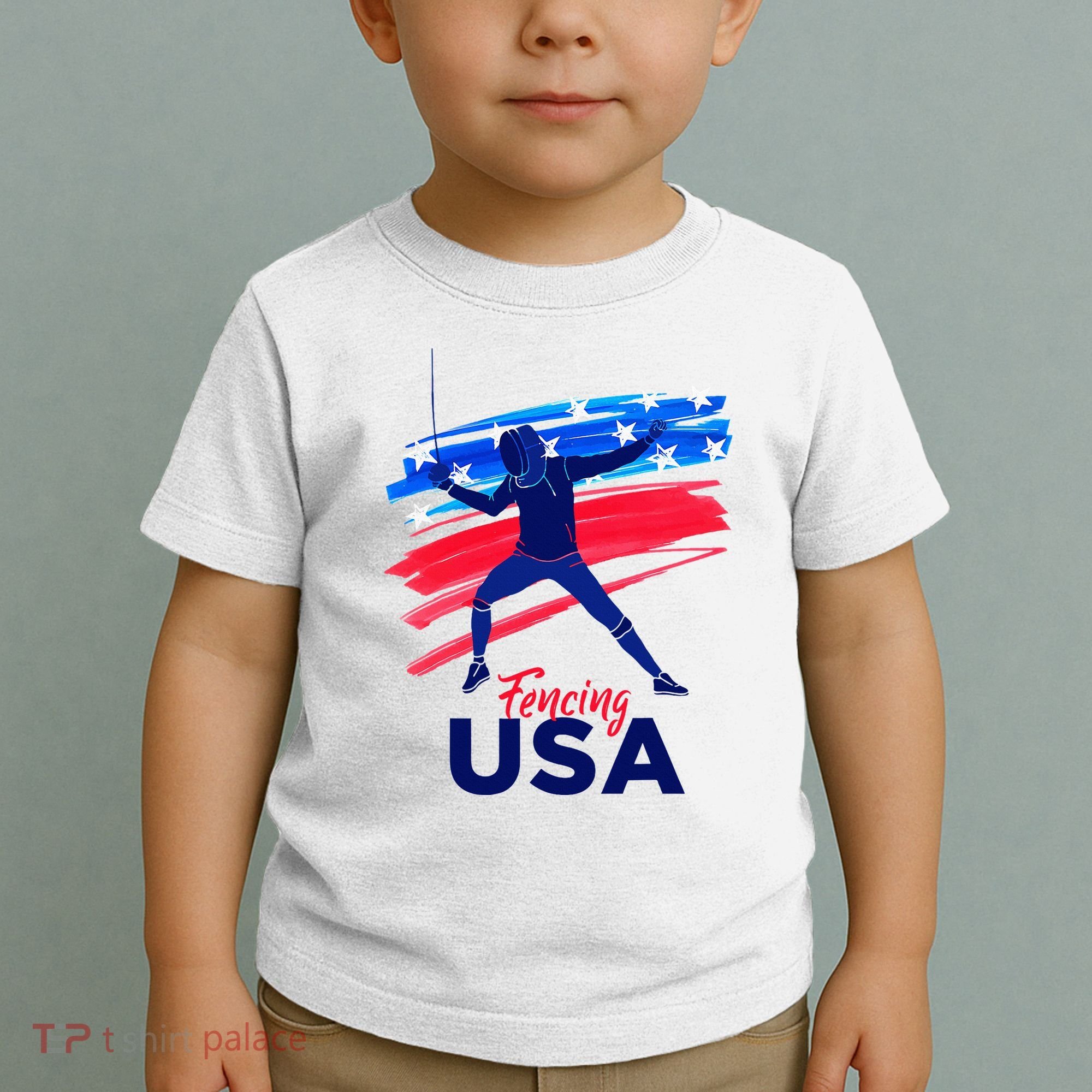 Fencing Support The Team Fencing Player Usa Flag Toddler T-Shirt