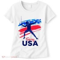 Fencing Support The Team Fencing Player Usa Flag Women's T-Shirt thumb 0