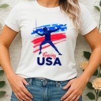 Fencing Support The Team Fencing Player Usa Flag Women's T-Shirt thumb 2
