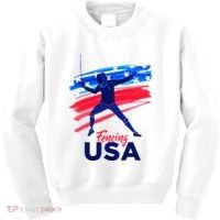 Fencing Support The Team Fencing Player Usa Flag Kids Sweatshirt thumb 0