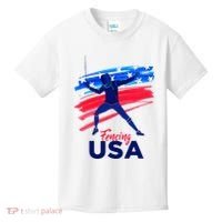 Fencing Support The Team Fencing Player Usa Flag Kids T-Shirt thumb 0