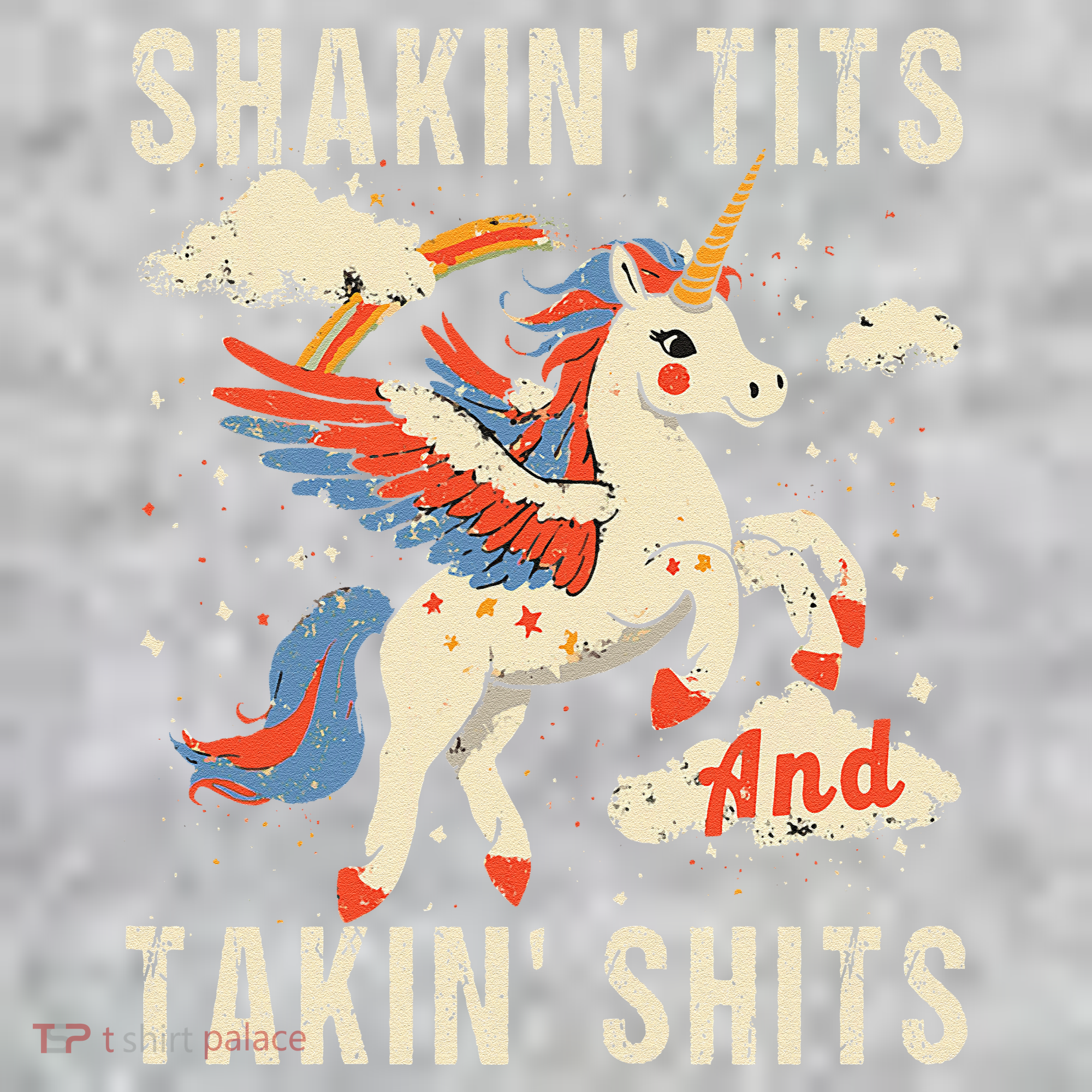 Funny Shakin Tits And Takin Shits Retro Unicorn Sarcasm The Baniff Cuffed Pom Beanie