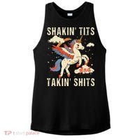 Funny Shakin Tits And Takin Shits Retro Unicorn Sarcasm Ladies PosiCharge Tri-Blend Wicking Tank thumb 0