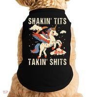 Funny Shakin Tits And Takin Shits Retro Unicorn Sarcasm Doggie Tank thumb 0