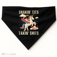 Funny Shakin Tits And Takin Shits Retro Unicorn Sarcasm USA-Made Doggie Bandana thumb 0