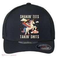 Funny Shakin Tits And Takin Shits Retro Unicorn Sarcasm Flexfit Unipanel Trucker Cap thumb 0