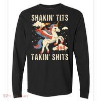 Funny Shakin Tits And Takin Shits Retro Unicorn Sarcasm Comfort Colors Heavyweight Long Sleeve T-Shirt thumb 0