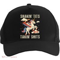 Funny Shakin Tits And Takin Shits Retro Unicorn Sarcasm Five-Panel Snapback Cap thumb 0