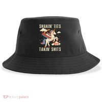 Funny Shakin Tits And Takin Shits Retro Unicorn Sarcasm Sustainable Bucket Hat thumb 0