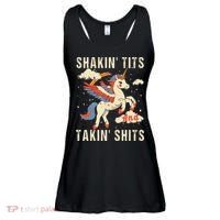 Funny Shakin Tits And Takin Shits Retro Unicorn Sarcasm Ladies Essential Flowy Tank thumb 0