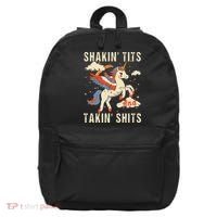 Funny Shakin Tits And Takin Shits Retro Unicorn Sarcasm 16 in Basic Backpack thumb 0