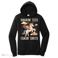 Funny Shakin Tits And Takin Shits Retro Unicorn Sarcasm Women's Hoodie thumb 0