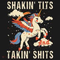 Funny Shakin Tits And Takin Shits Retro Unicorn Sarcasm Women's Hoodie thumb 2