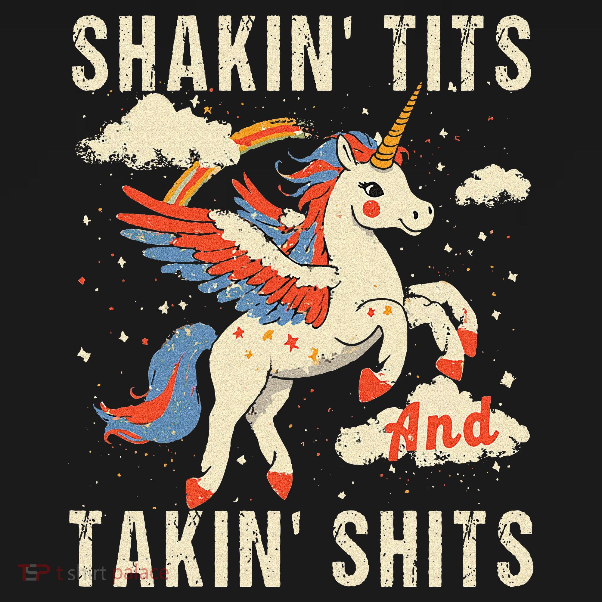 Funny Shakin Tits And Takin Shits Retro Unicorn Sarcasm Baby Long Sleeve Bodysuit
