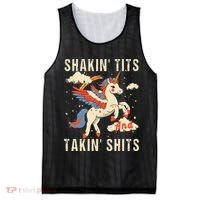 Funny Shakin Tits And Takin Shits Retro Unicorn Sarcasm Mesh Reversible Basketball Jersey Tank thumb 0