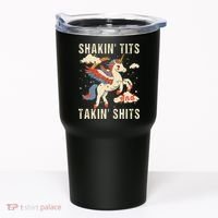 Funny Shakin Tits And Takin Shits Retro Unicorn Sarcasm Tumbler thumb 0