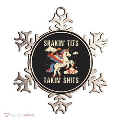 Funny Shakin Tits And Takin Shits Retro Unicorn Sarcasm Ornament