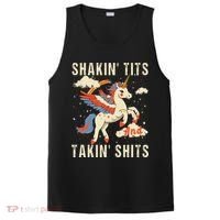 Funny Shakin Tits And Takin Shits Retro Unicorn Sarcasm PosiCharge Competitor Tank thumb 0
