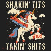 Funny Shakin Tits And Takin Shits Retro Unicorn Sarcasm Plastic Christmas Ball Ornament thumb 1