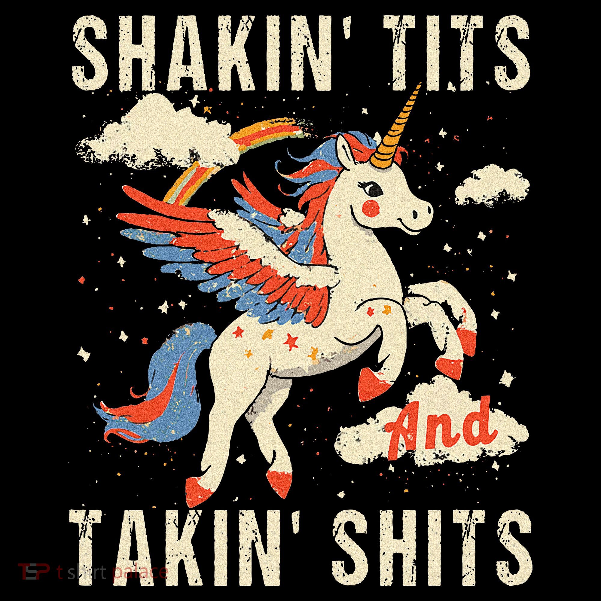 Funny Shakin Tits And Takin Shits Retro Unicorn Sarcasm Kids Colorblock Raglan Jersey
