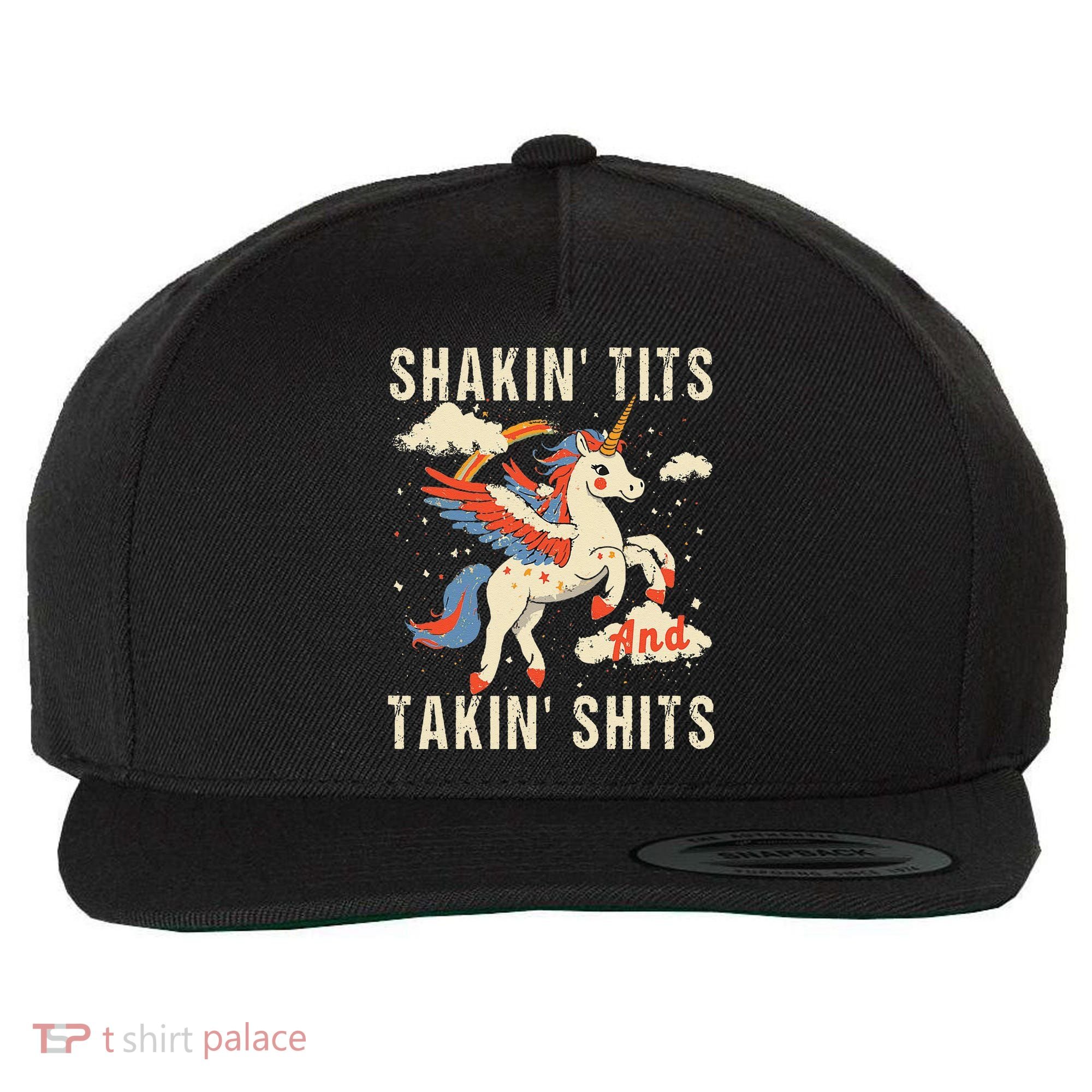 Funny Shakin Tits And Takin Shits Retro Unicorn Sarcasm Wool Snapback Cap