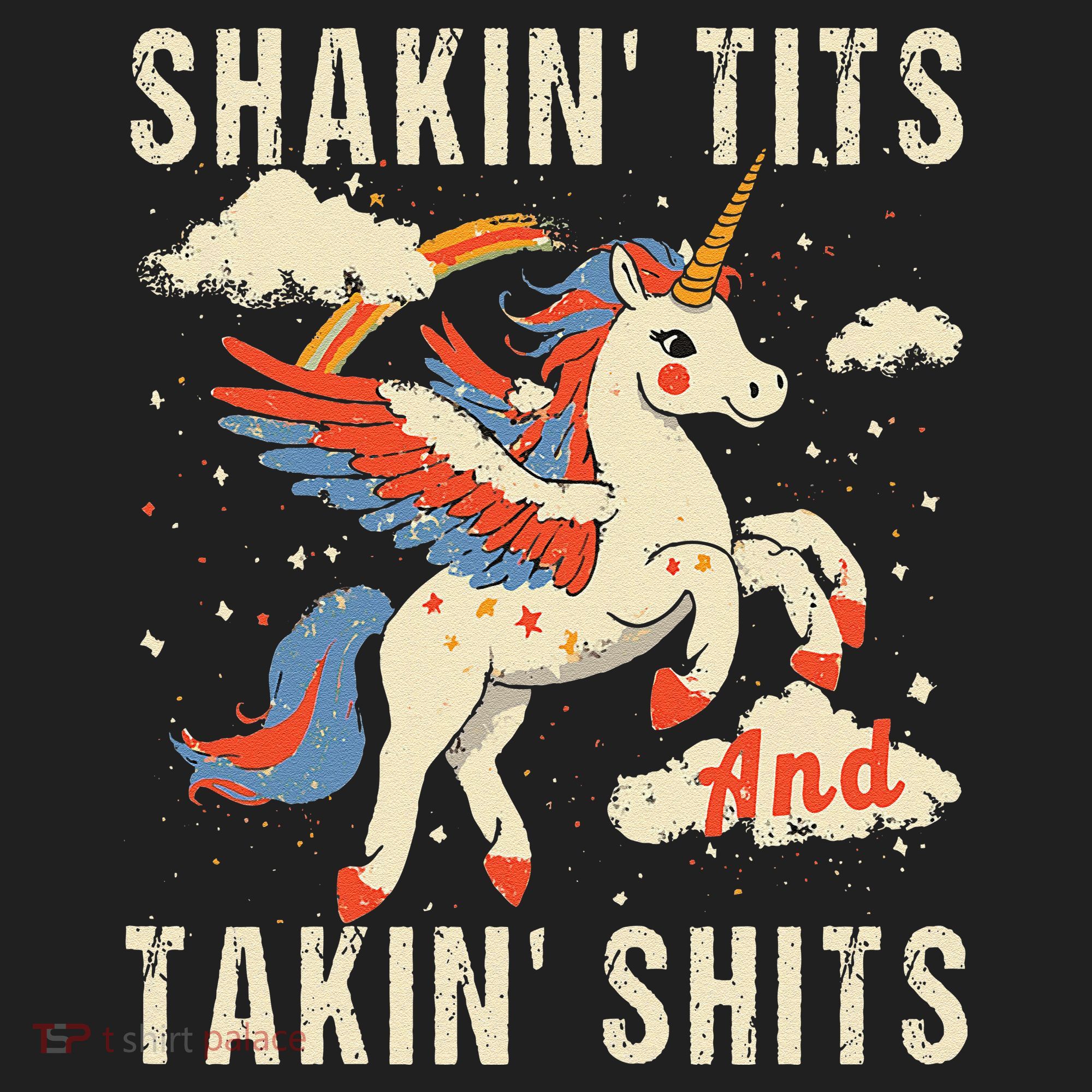 Funny Shakin Tits And Takin Shits Retro Unicorn Sarcasm Kids Plaid Pajama Set