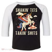 Funny Shakin Tits And Takin Shits Retro Unicorn Sarcasm Toddler Fine Jersey T-Shirt thumb 0