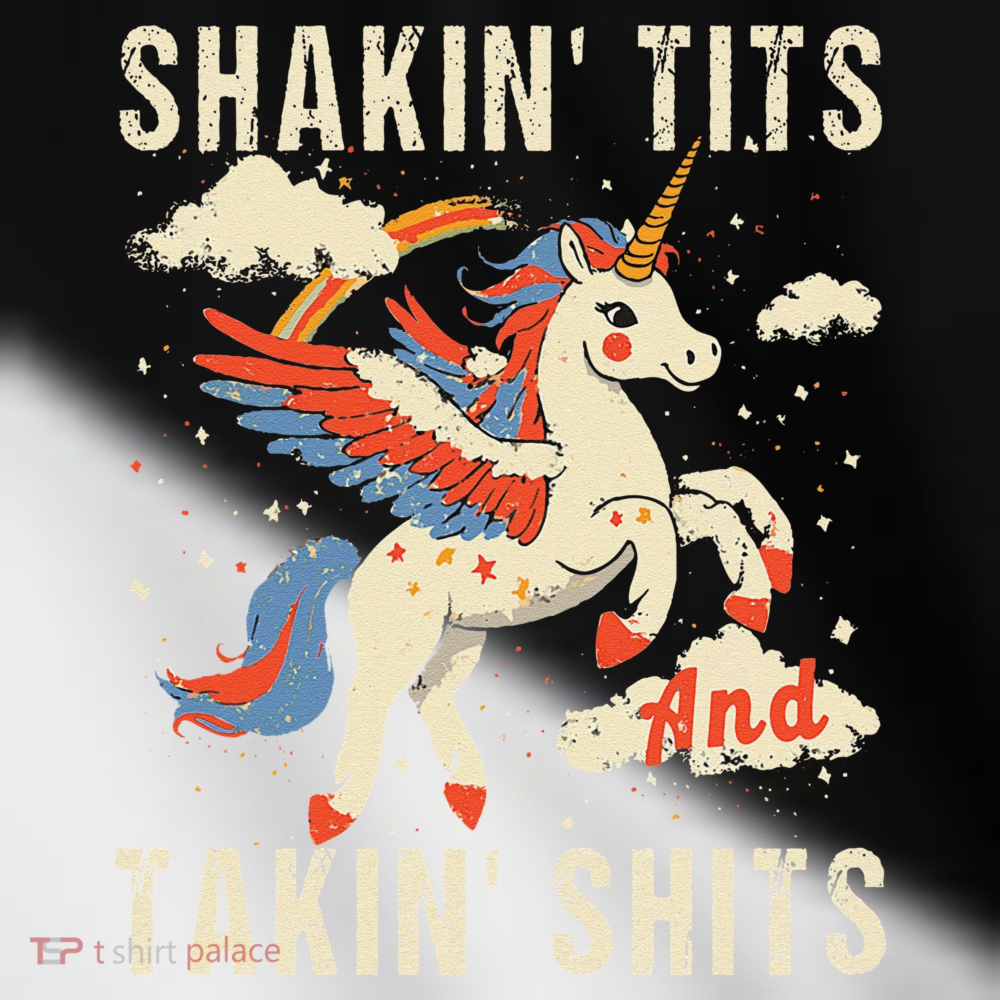 Funny Shakin Tits And Takin Shits Retro Unicorn Sarcasm Toddler Fine Jersey T-Shirt