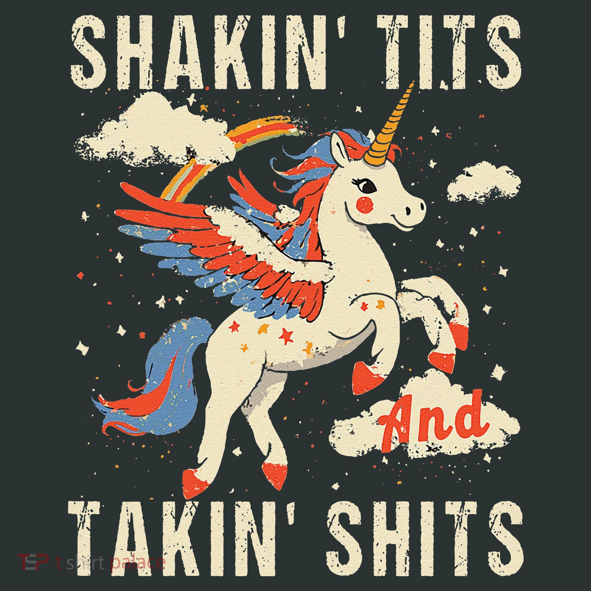 Funny Shakin Tits And Takin Shits Retro Unicorn Sarcasm Infant Baby Jersey Bodysuit