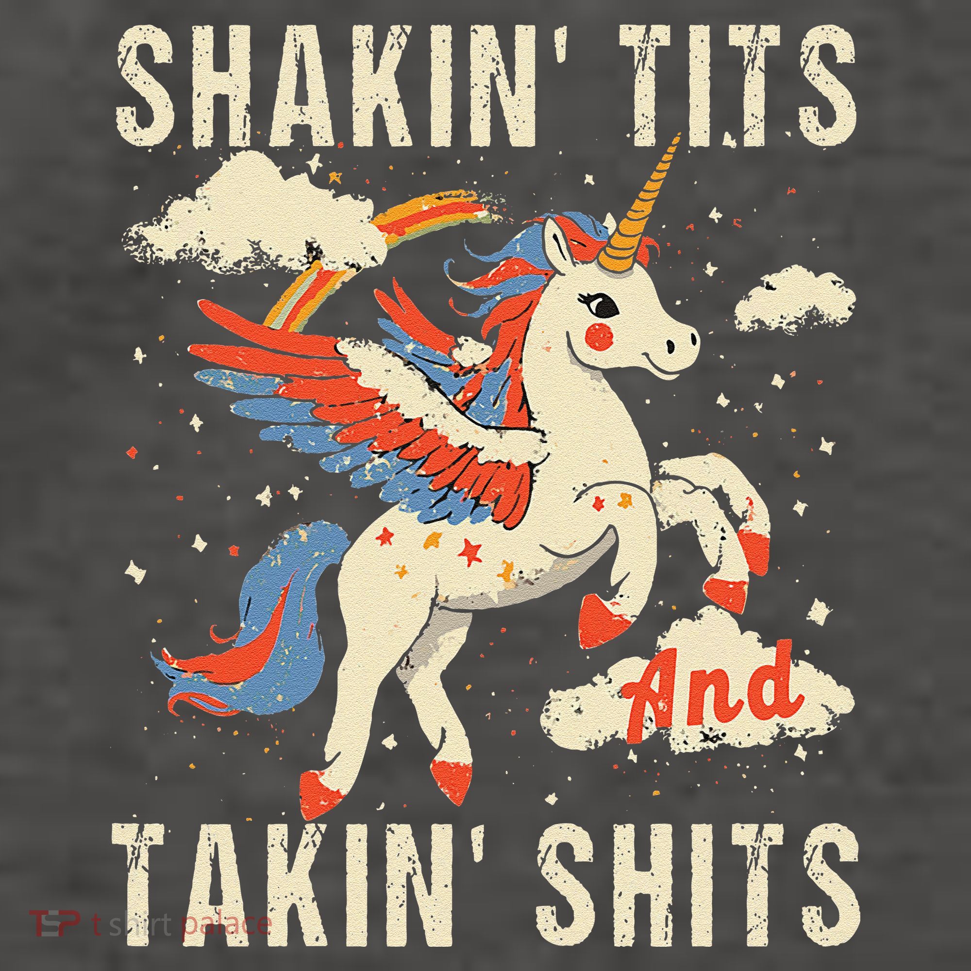 Funny Shakin Tits And Takin Shits Retro Unicorn Sarcasm Vector Backpack
