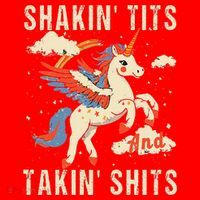 Funny Shakin Tits And Takin Shits Retro Unicorn Sarcasm Santa Hat thumb 1