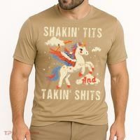 Funny Shakin Tits And Takin Shits Retro Unicorn Sarcasm Cooling Performance Crew T-Shirt thumb 2